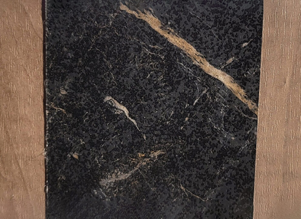 Living Room Accent Wall: Rustic Alder & Black Opal
