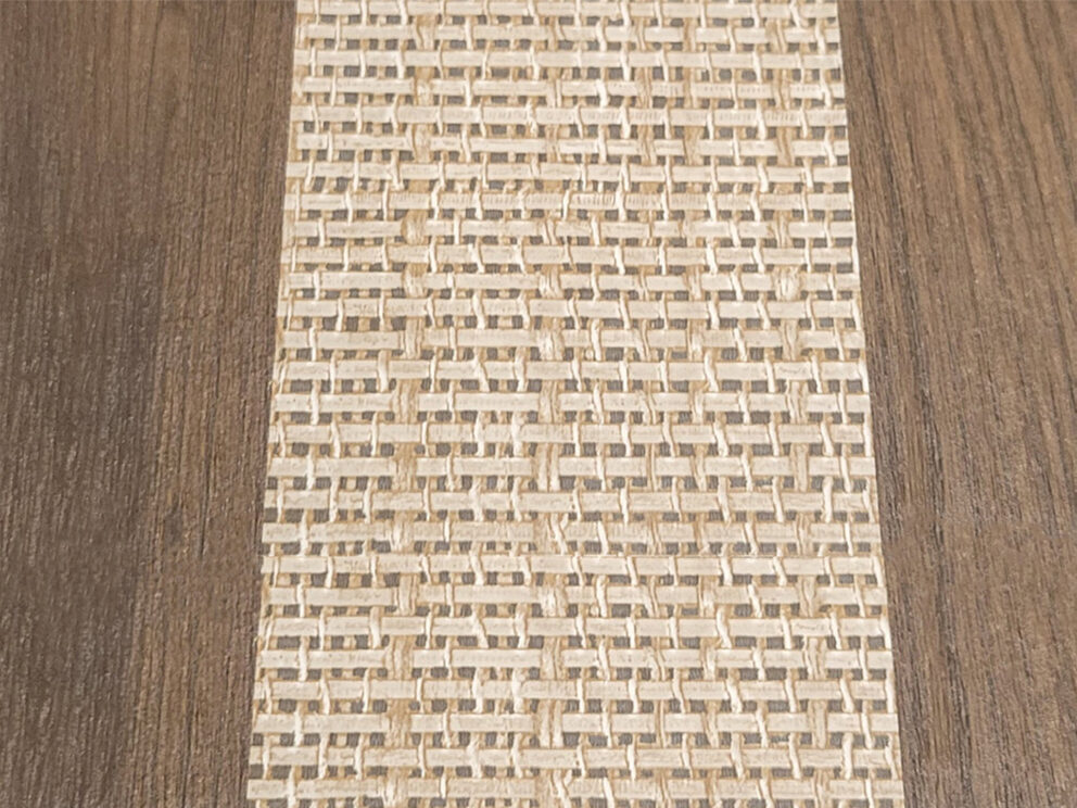 Living room accent wall: Oakley + Island Cane